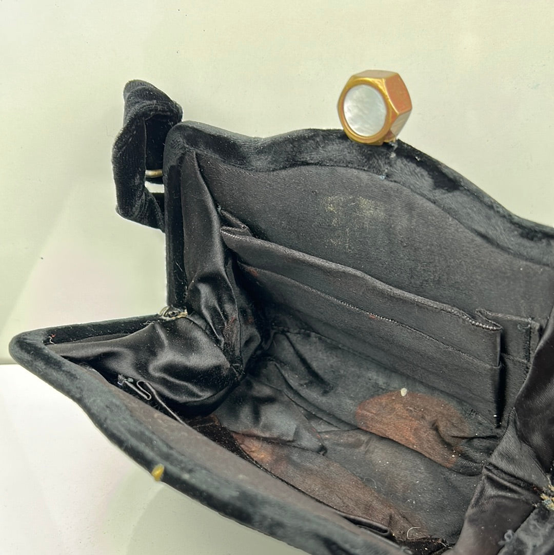 Vintage Black Velvet Handbag