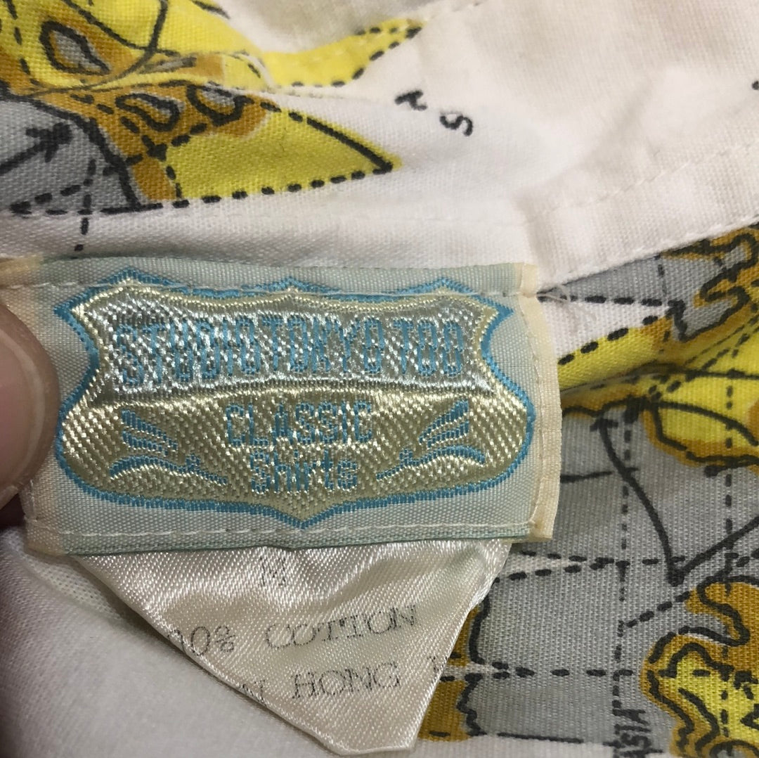 Men’s White Longsleeve Ocean Map Shirt