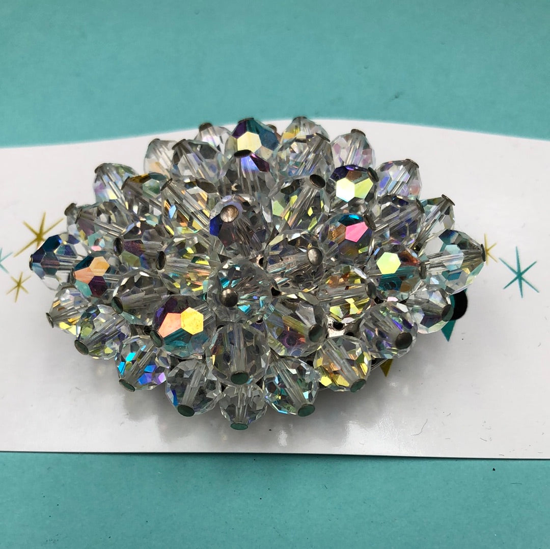 Oval Pin of Aurora Borealis crystal