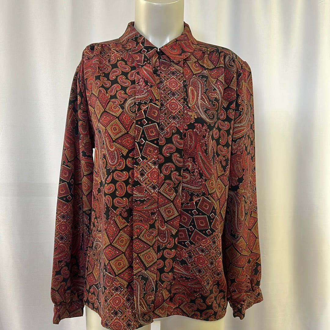 80s Longsleeve Paisley Blouse