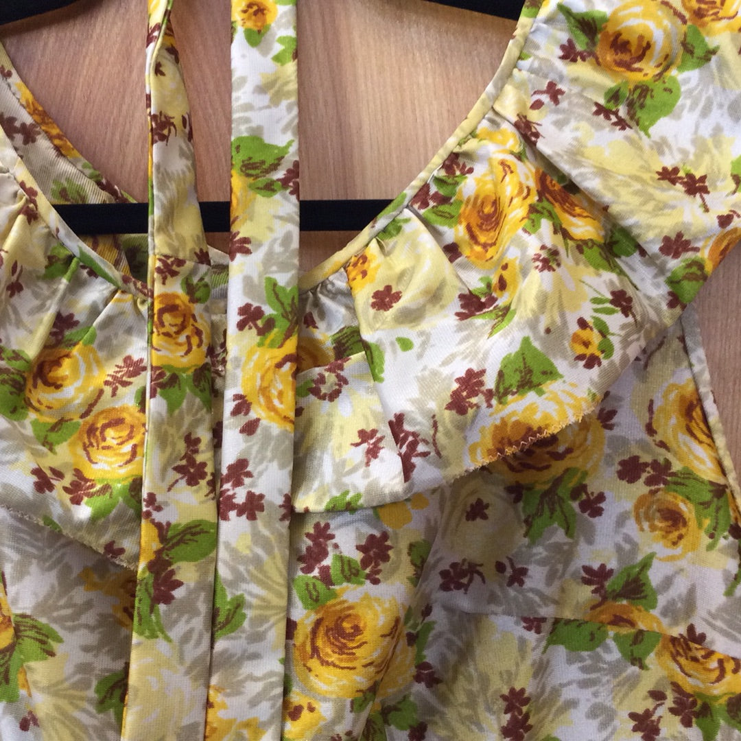 Yellow Floral Sleeveless Dress