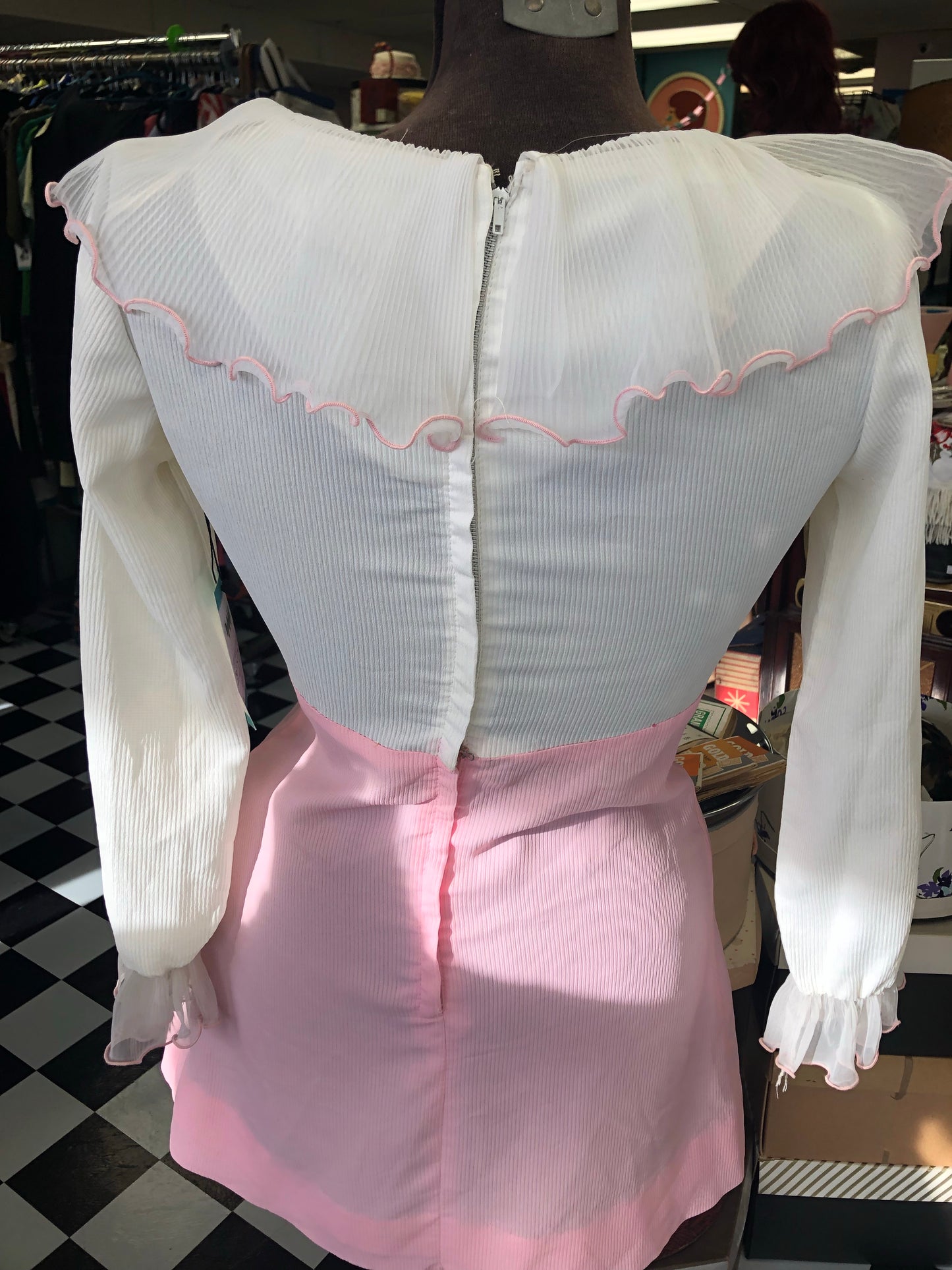 60s Pink Ruffle Mini Dress