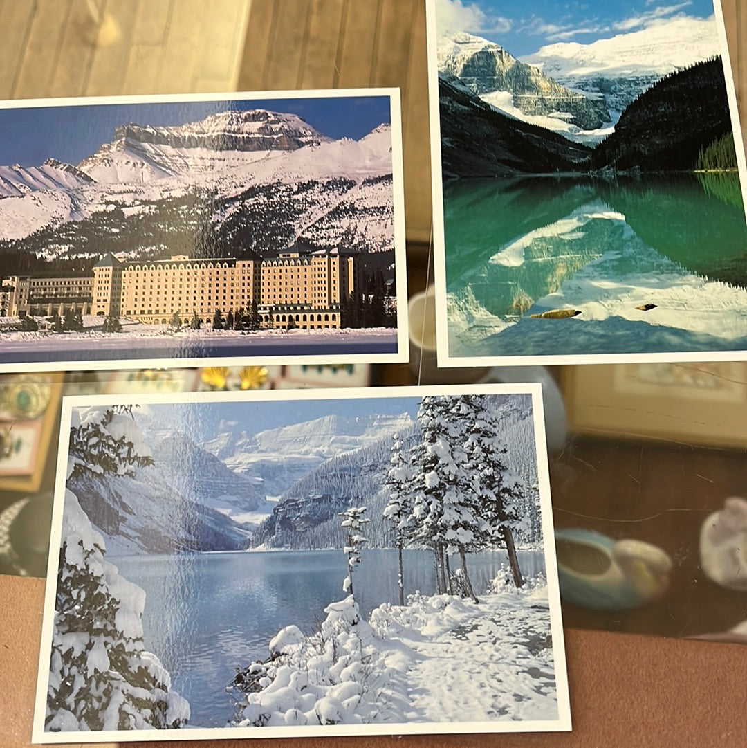 Set of 3 color postcards from Lake Louise