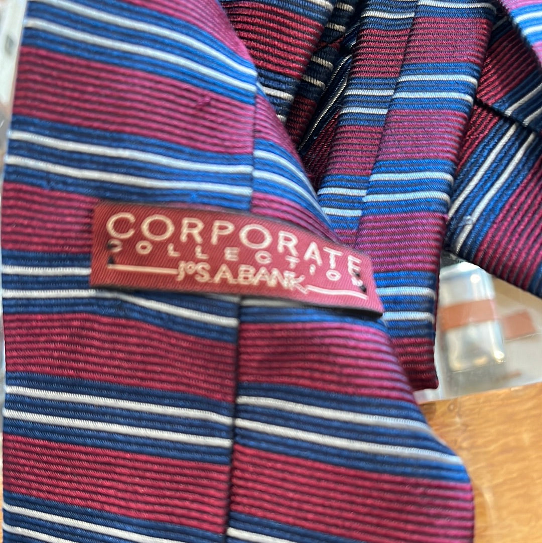 Maroon, Navy Blue and Grey Horizontal stripe tie