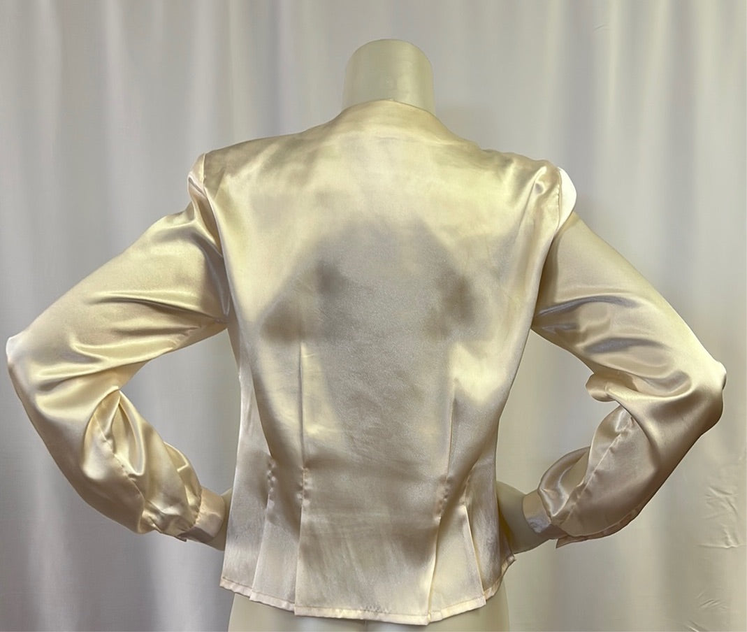 80s Ivory Beaded Evening Blouse