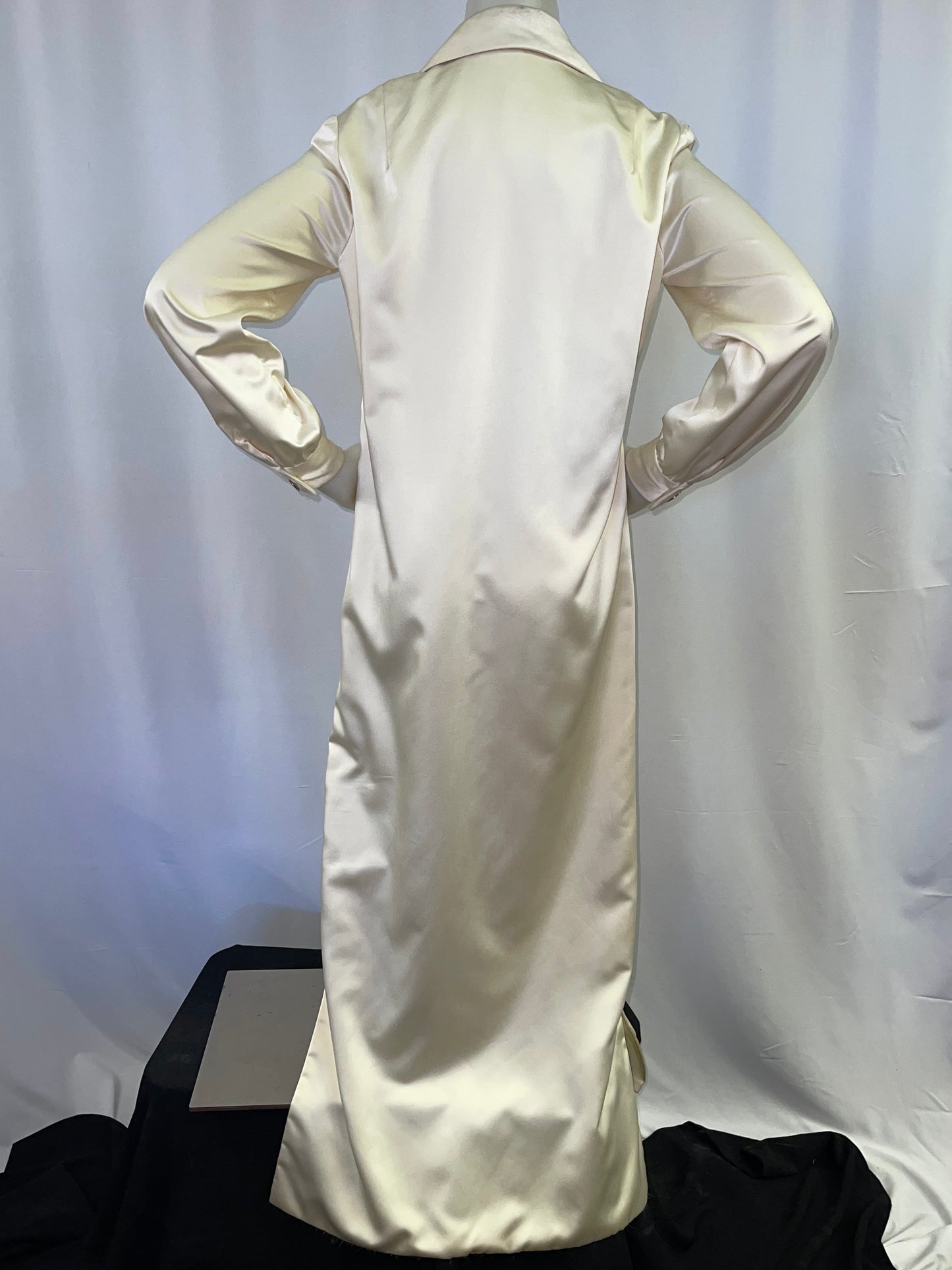 Ivory Satin Shirt Dress