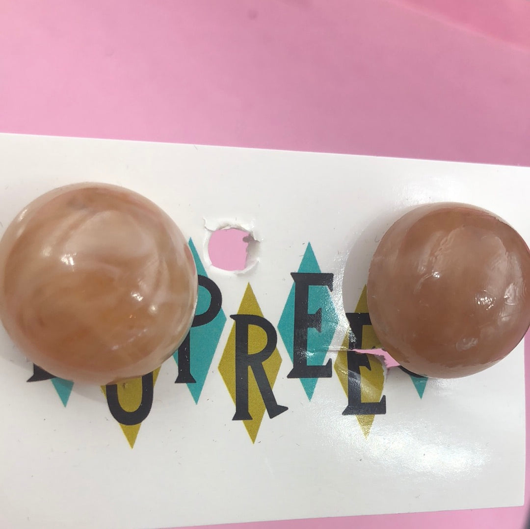 Light Brown Marbelized clip on earring