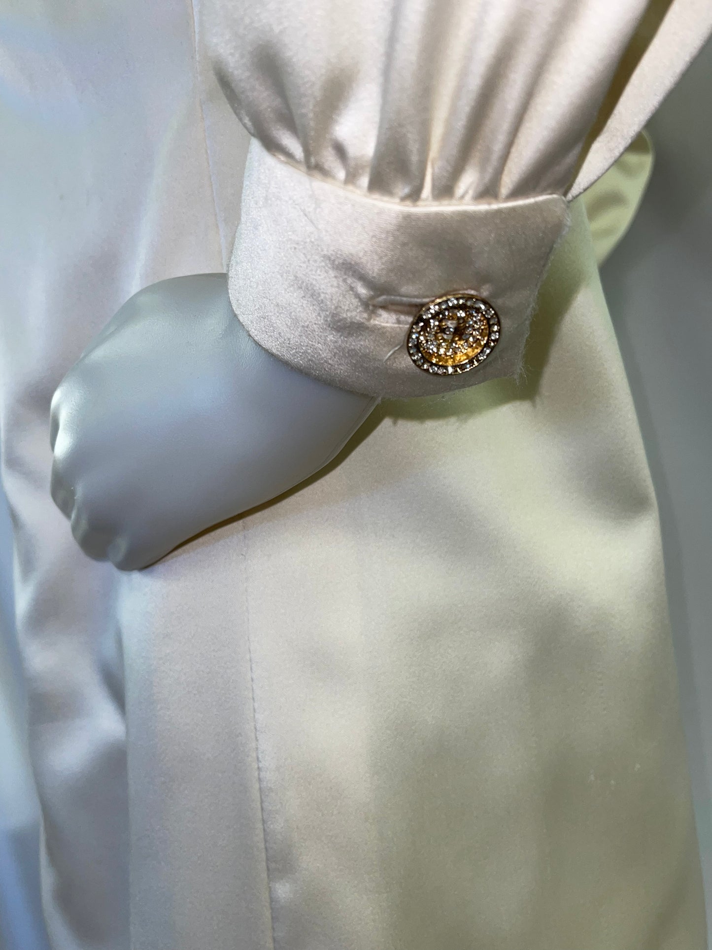 Ivory Satin Shirt Dress