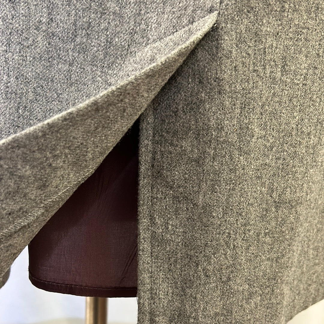 Grey Straight Wool Skirt