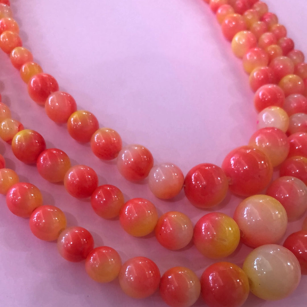 Orange 3 row necklace