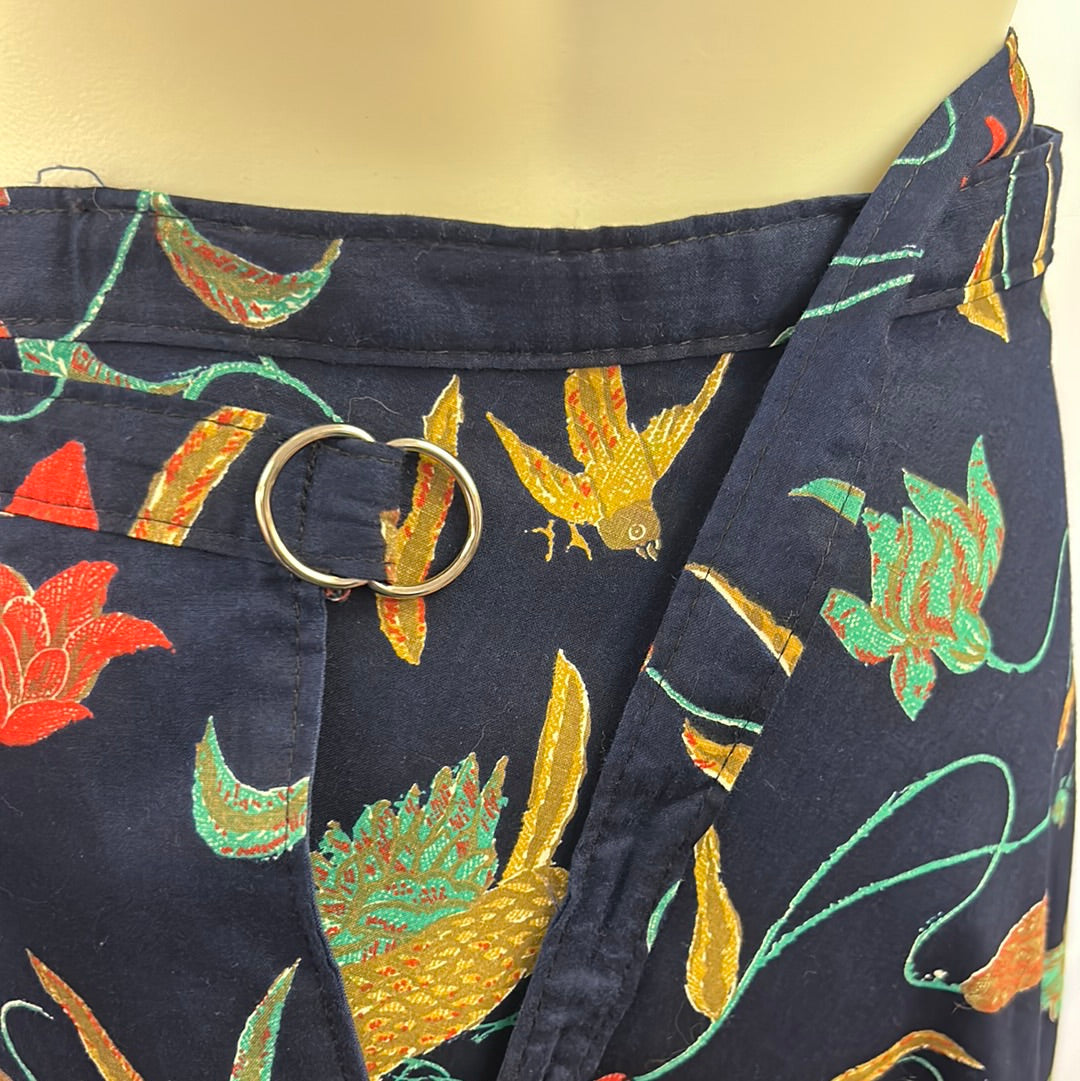80s Blue Swallow Wrap Skirt