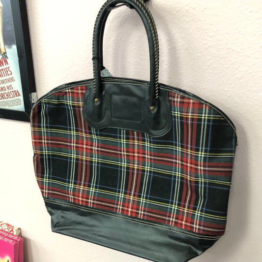Red tartan tote