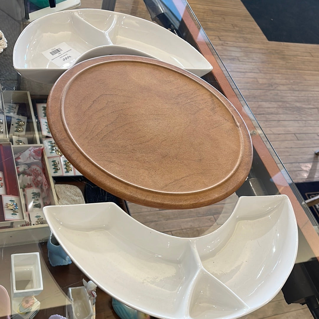 US Pottery serving platter with covers center dish