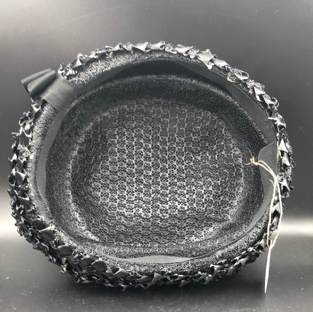 Black Woven Wide Brim Hat