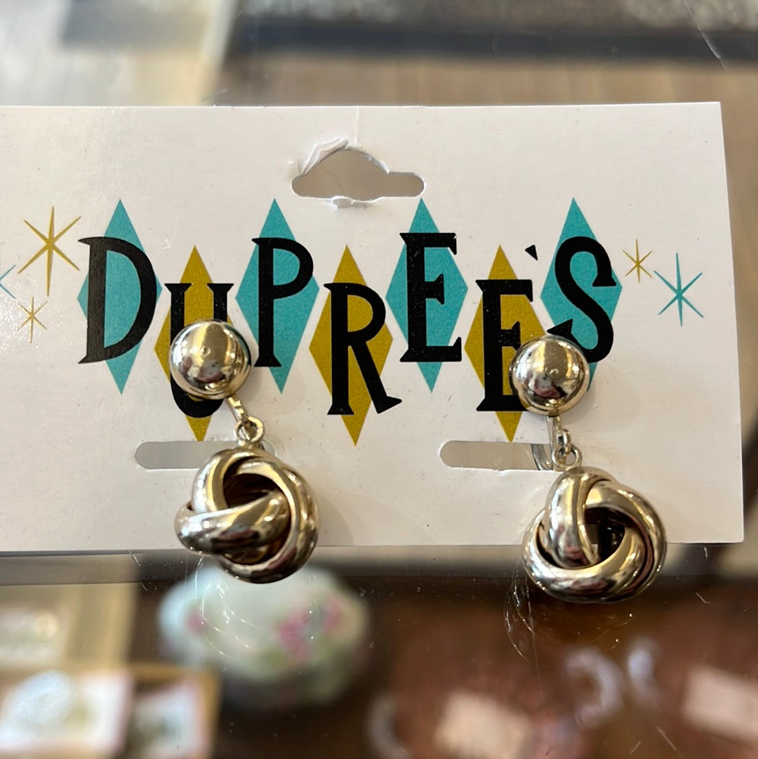 Gold clip on dangle earring