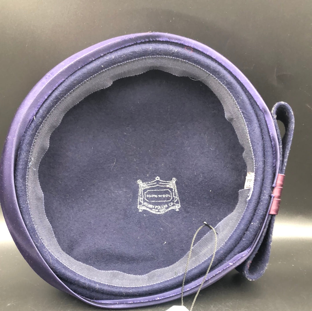 Navy Blue  Wool hat with satin band by Henry Pollak