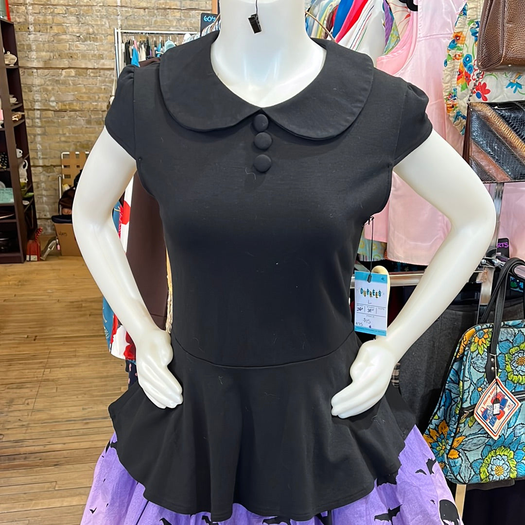 Black Cap Sleeve Peplum Top - VooDoo Vixen