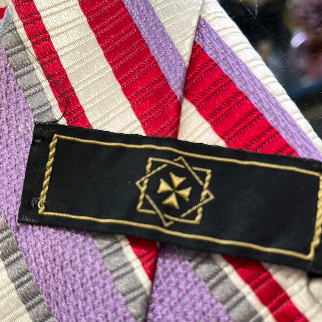 Purple ,Grey, and Red diagonal stripe tie