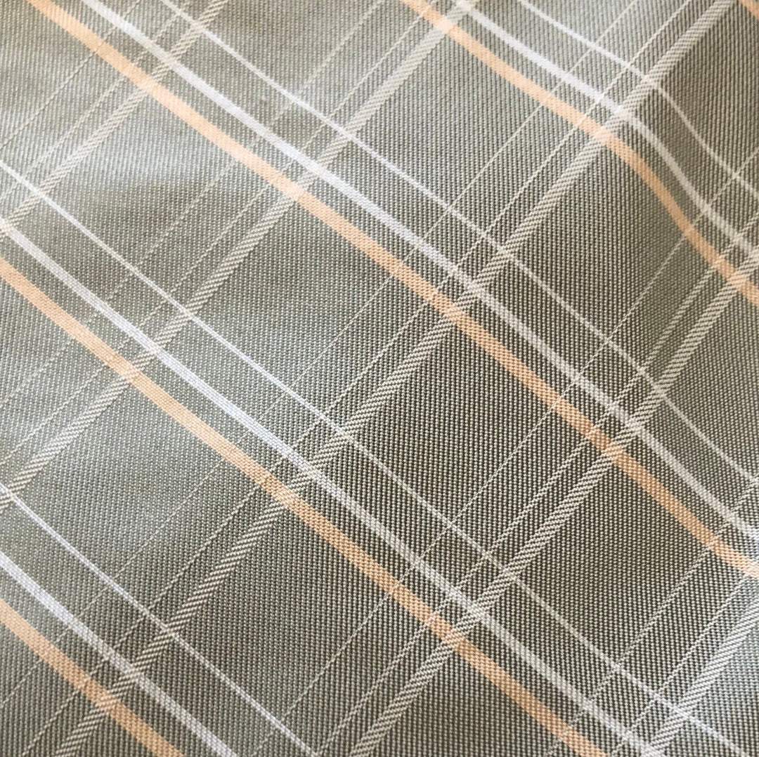 Light green plaid with peach tie