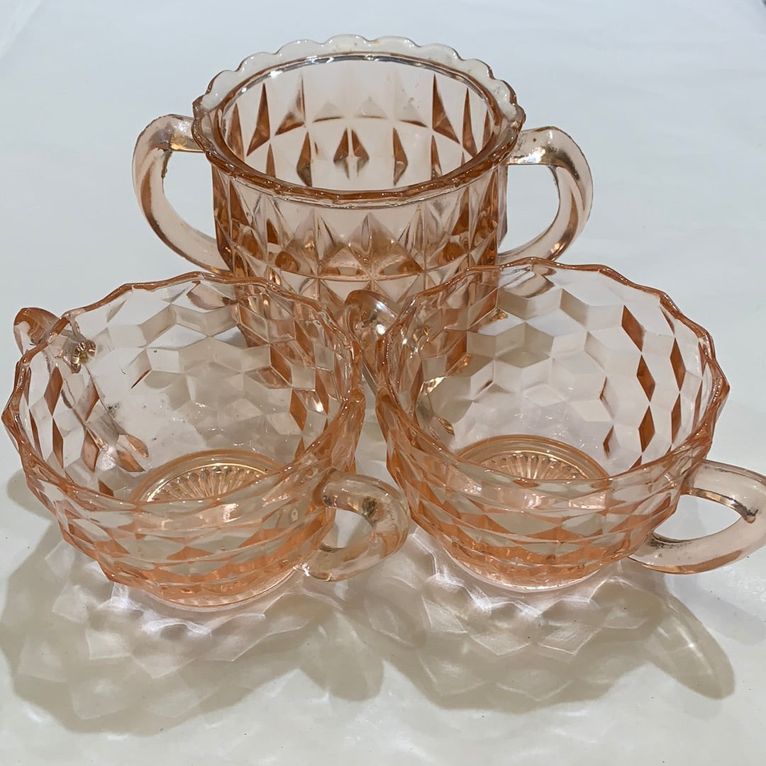 Pink Depression Glass 3 Pc. Set