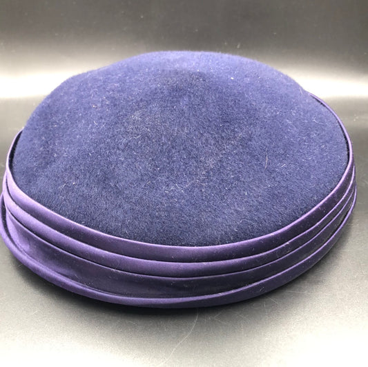 Navy Blue  Wool hat with satin band by Henry Pollak