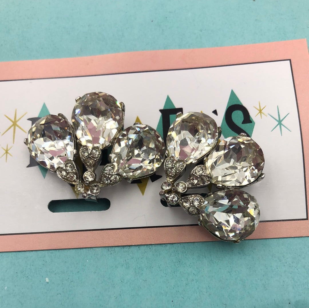 Silver Crystal clip on earrings