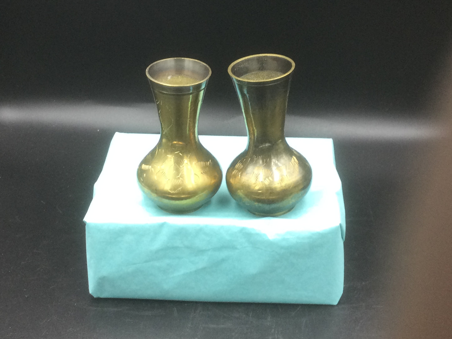 Set of 2 Brass Bud Vases