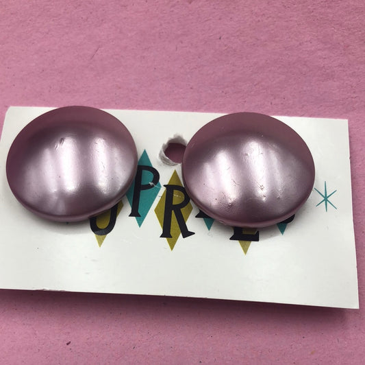 Round Metallic Mauve Disc clip on earring