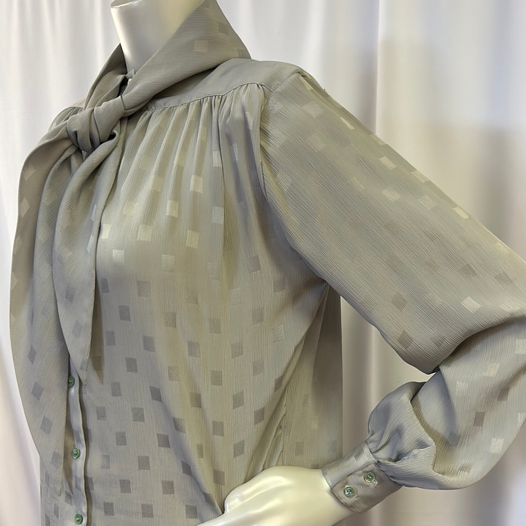 80s Grey Geometric Blouse