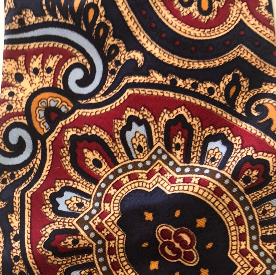 Navy/Maroon/ Gold paisley tie
