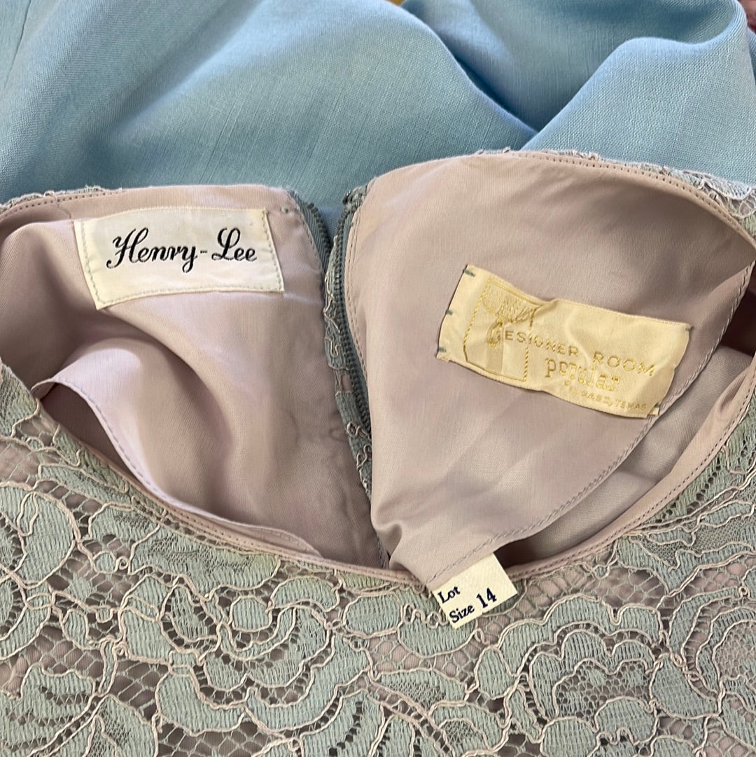 Blue & Lilac Dress With Decorative Belt