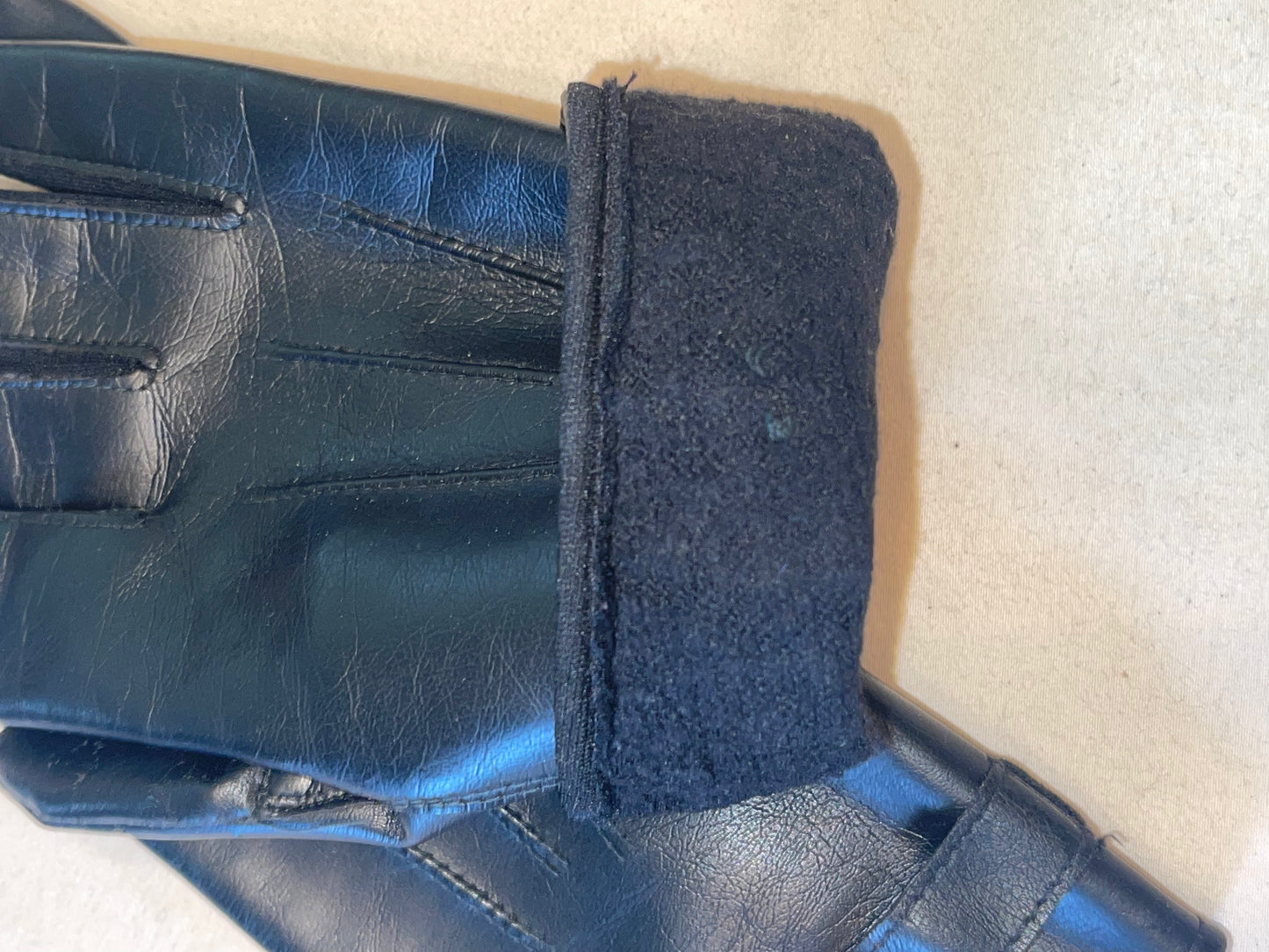 Black Faux Leather Driving Gloves