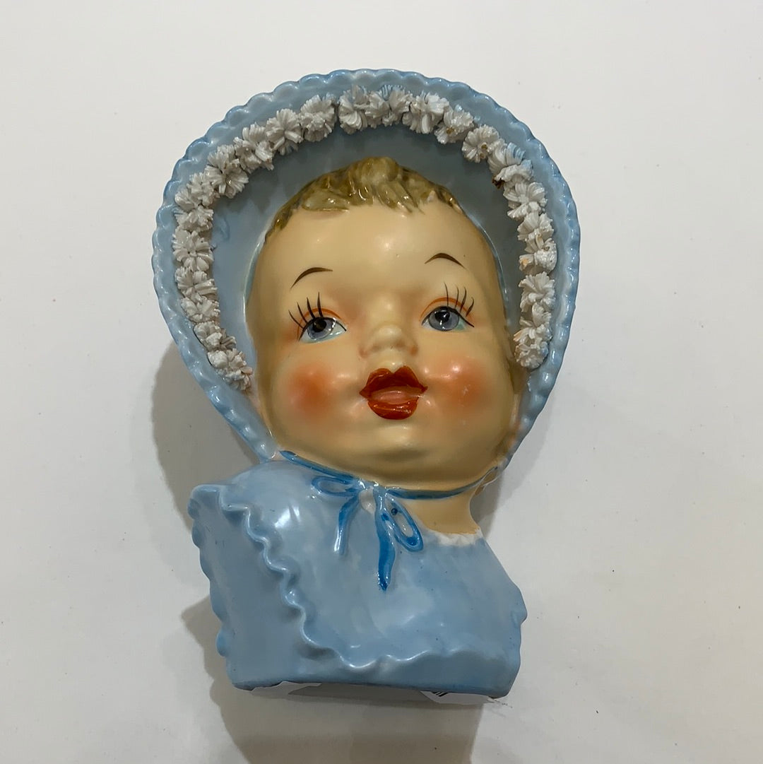Ceramic Light Blue Baby Head Vase