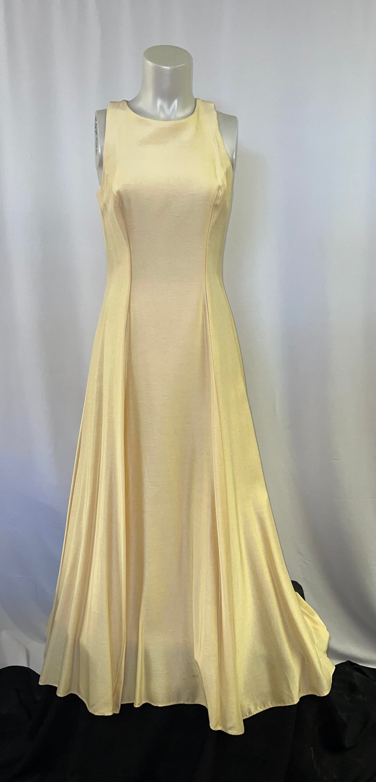 Butter Yellow Raw Silk Full Length Gown