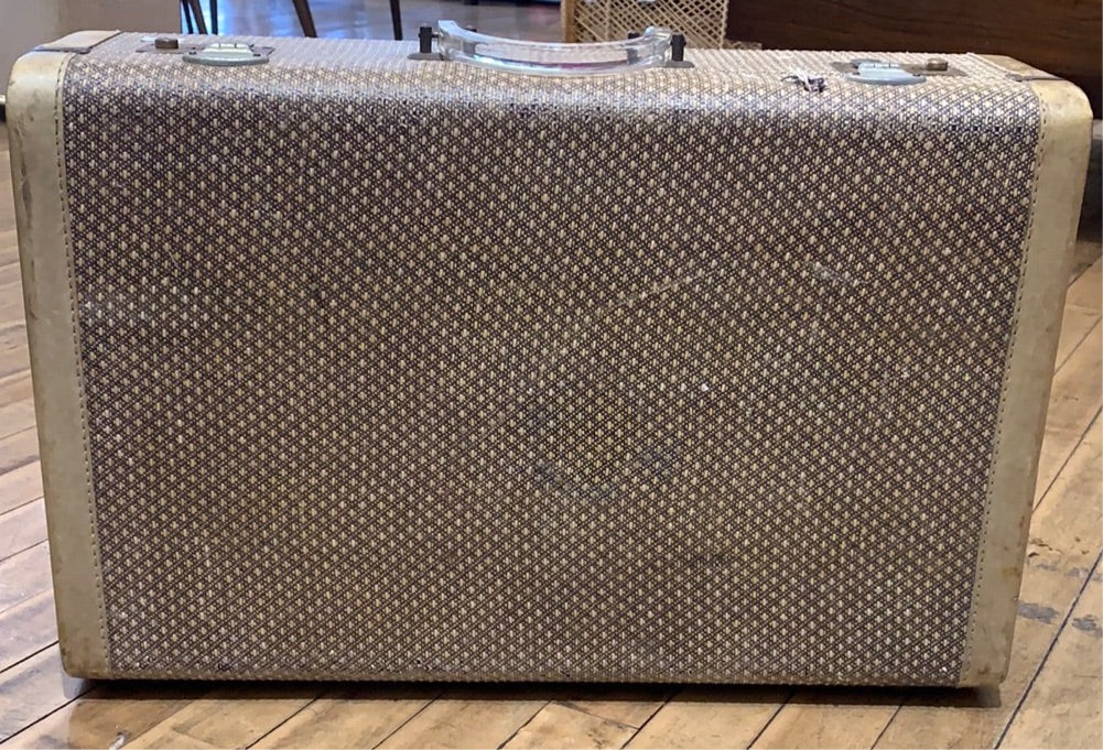 Tweed Cream Colored Suitcase