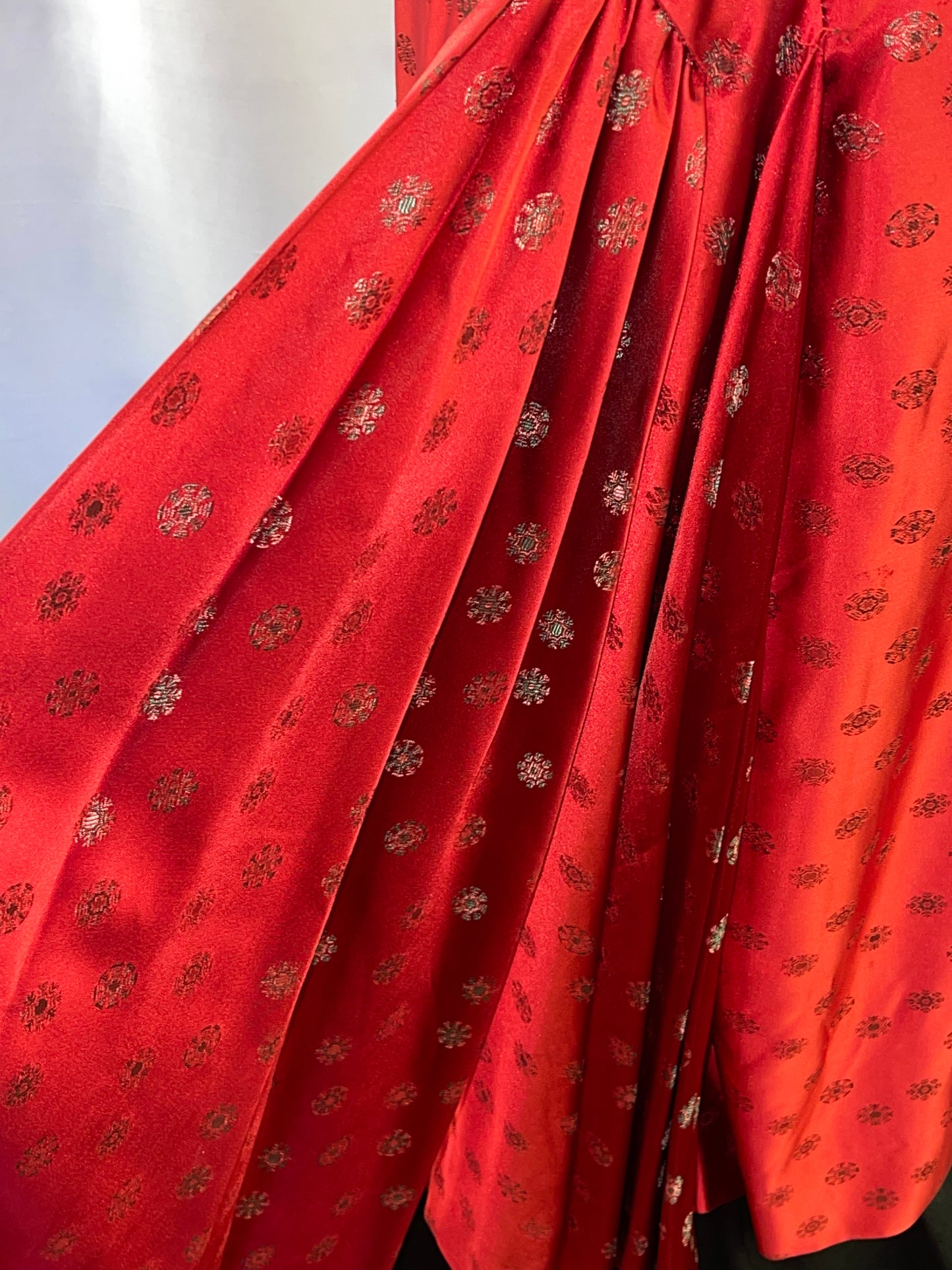 40s Red Pattulla Jo Copeland Satin Dress