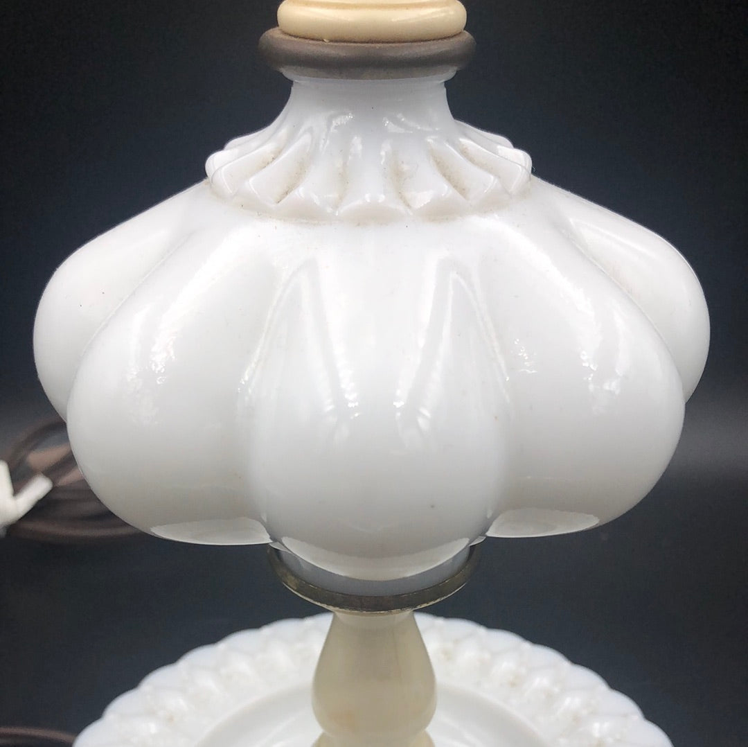 White Milk Glass Electric Lamp