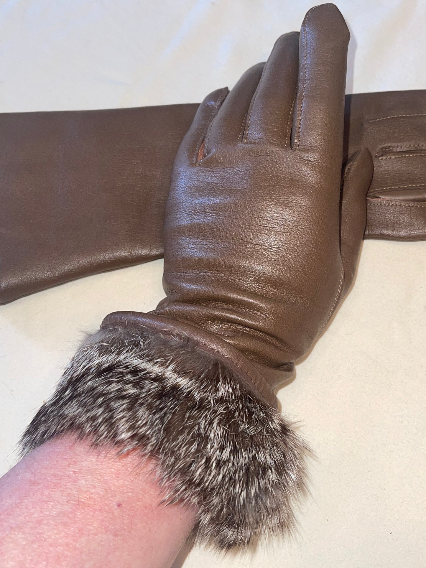 Faux Leather Rabbit Lined Gloves