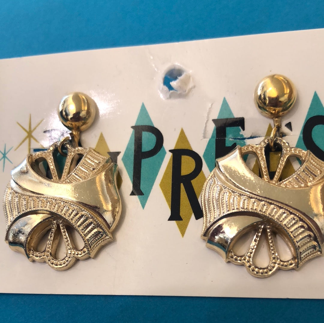 Gold dangle Clip on earrings