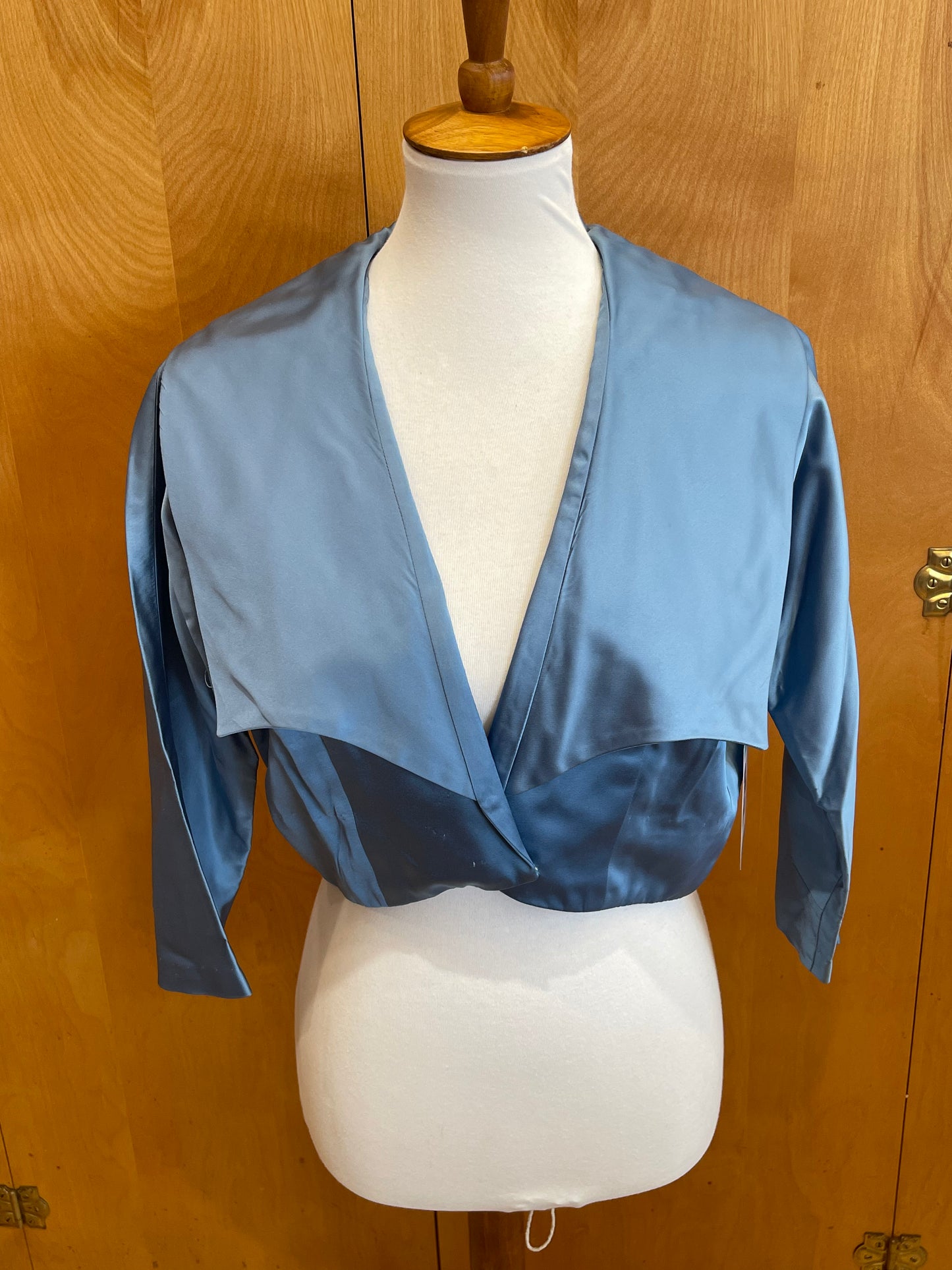 Blue satin cropped jacket