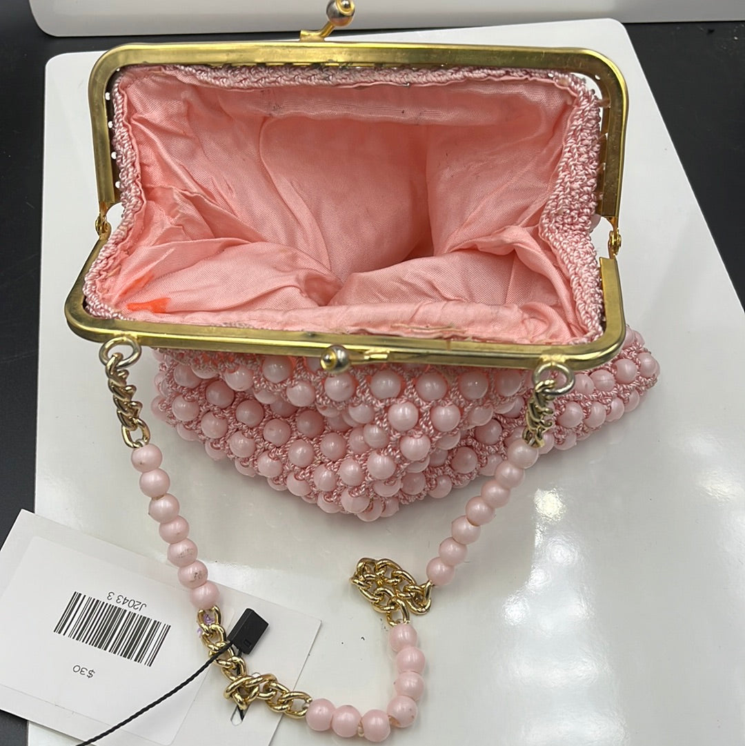 Light Pink Crochet and Beaded Purse
