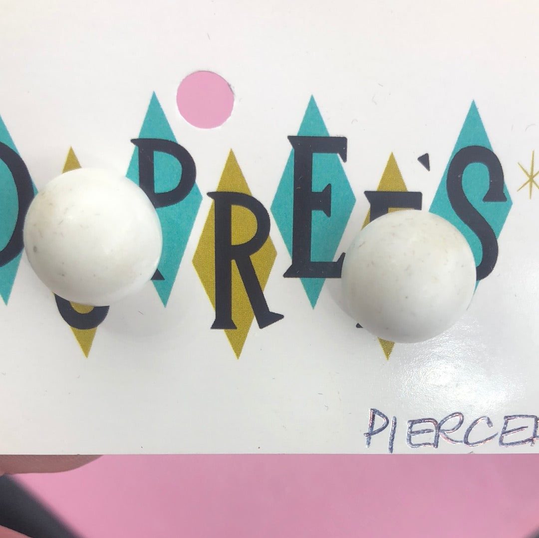 White Round Pierced Earring