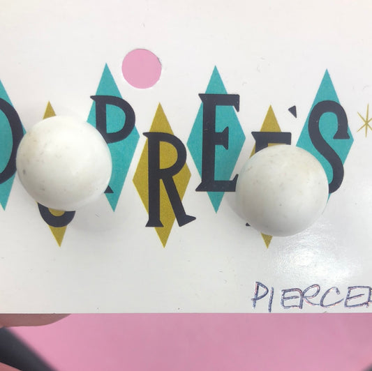 White Round Pierced Earring