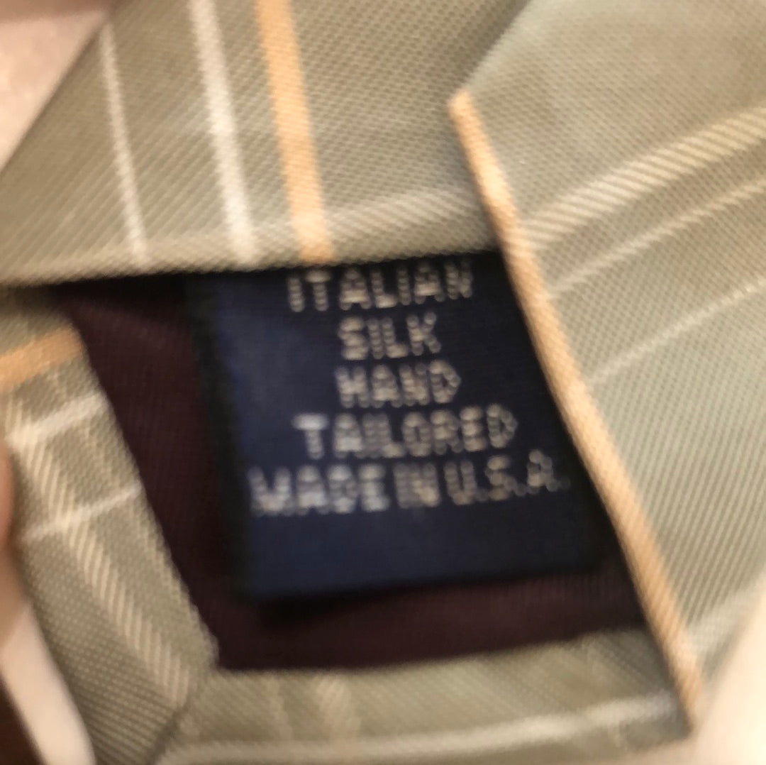 Light green plaid with peach tie