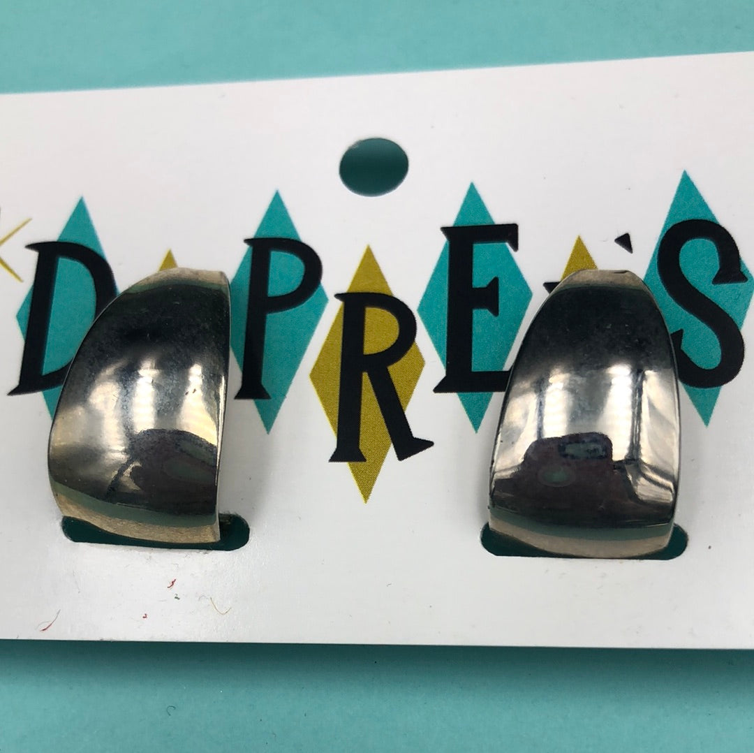 Wide Silver Hoop Earring with clip on back