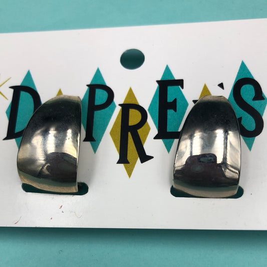 Wide Silver Hoop Earring with clip on back