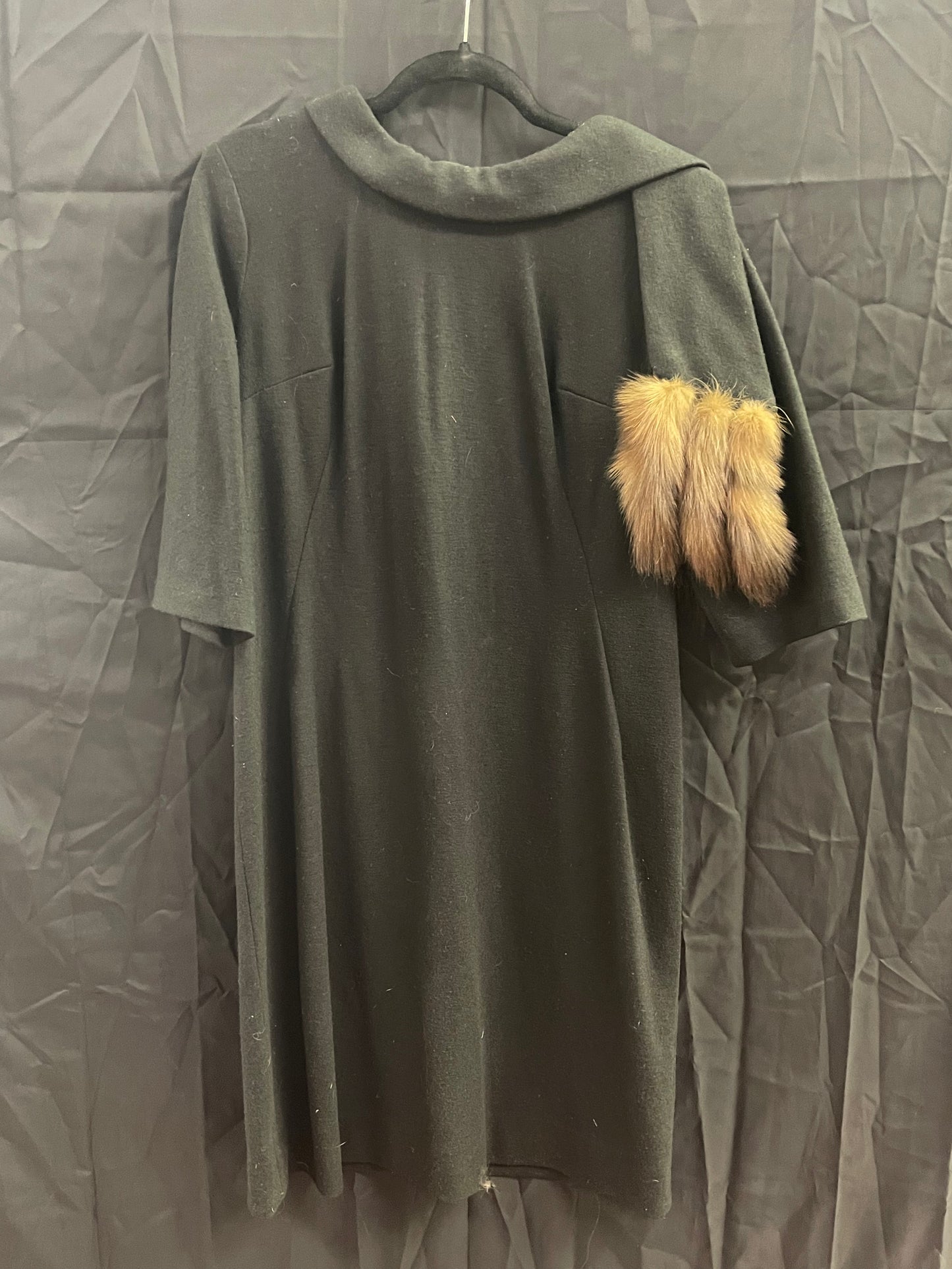 60s Black Mod Dress with fur trim