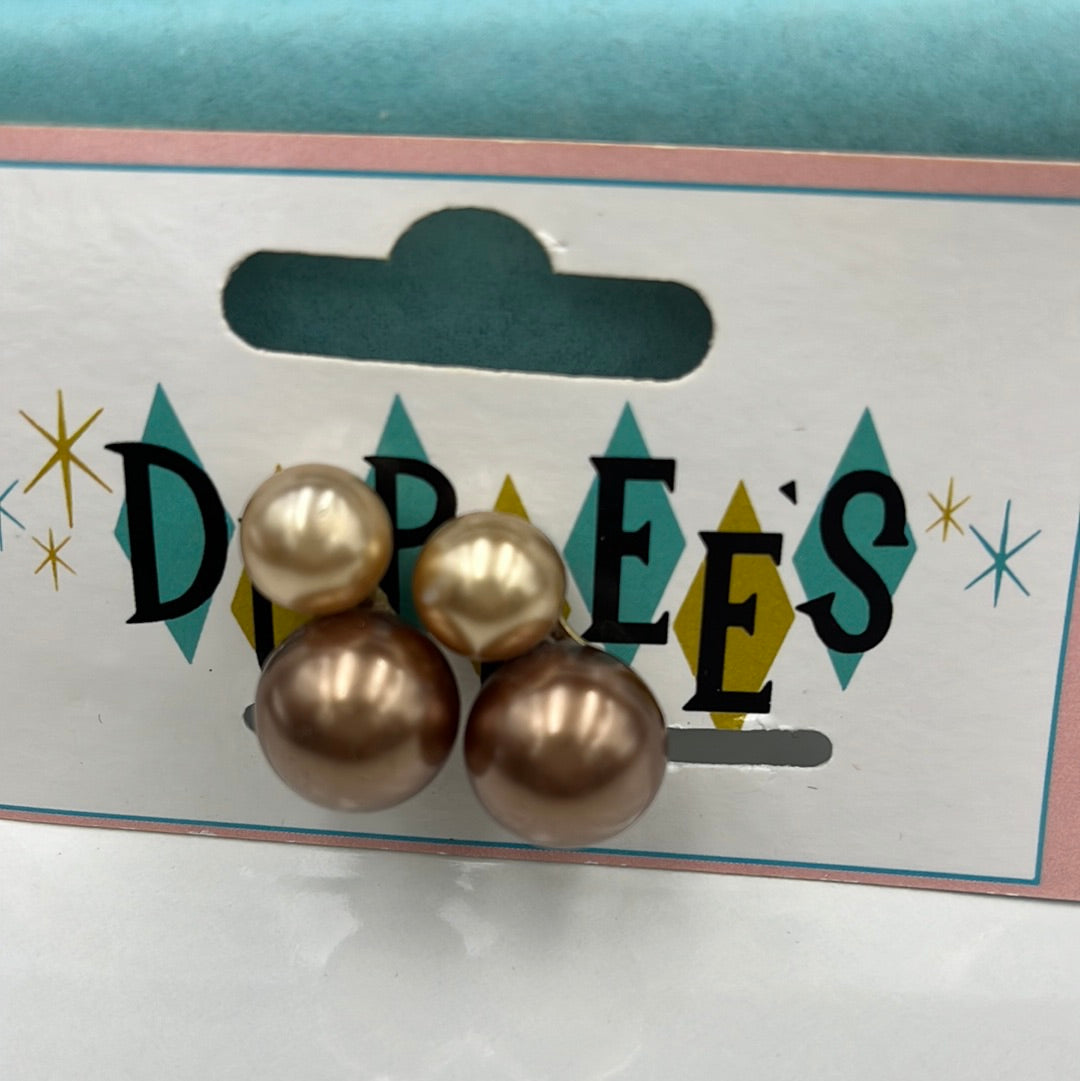 Two tone Gold Ball clip on earrings