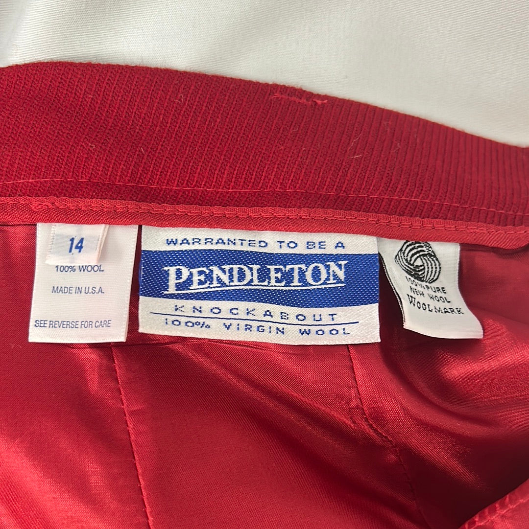 Red Straight Skirt with Pockets