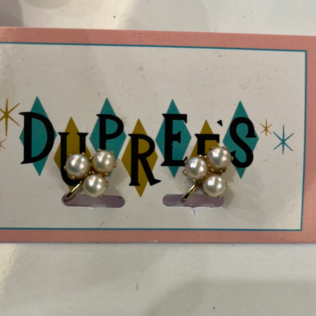 Three Pearl Trio Clip on earring